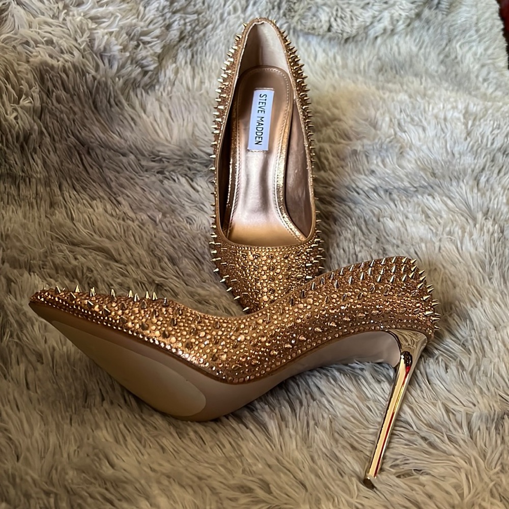 Rose Gold Steve Madden Various Spiked Pumps